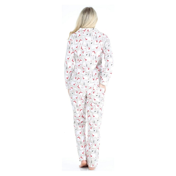Women's Polar Bear Snow Christmas Flannel PJ Set - Picture 2 of 5